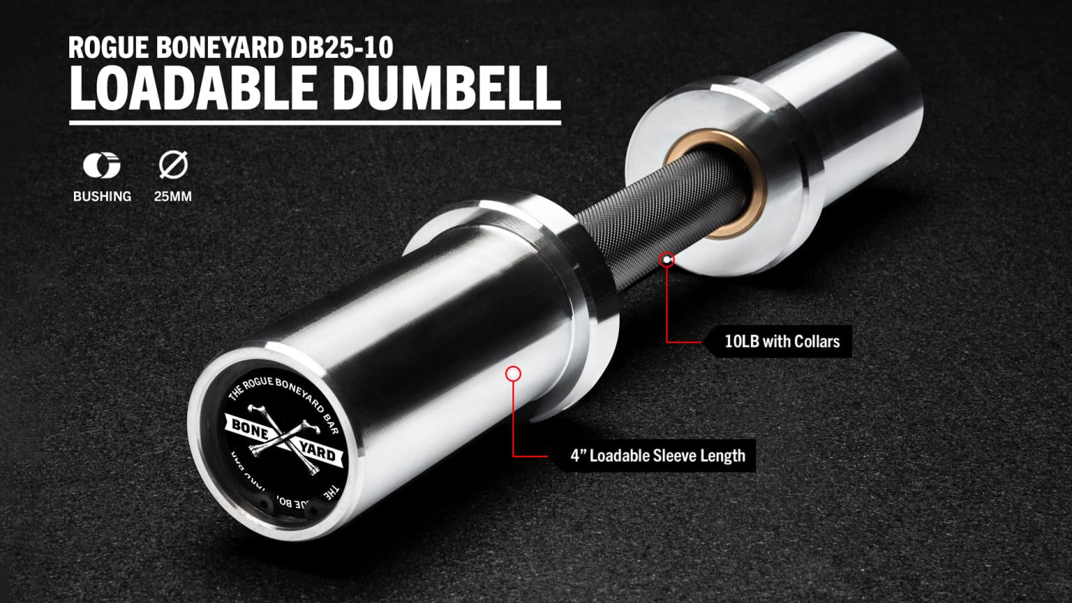 Rogue Boneyard DB25 10 Loadable Dumbbell Rogue Fitness